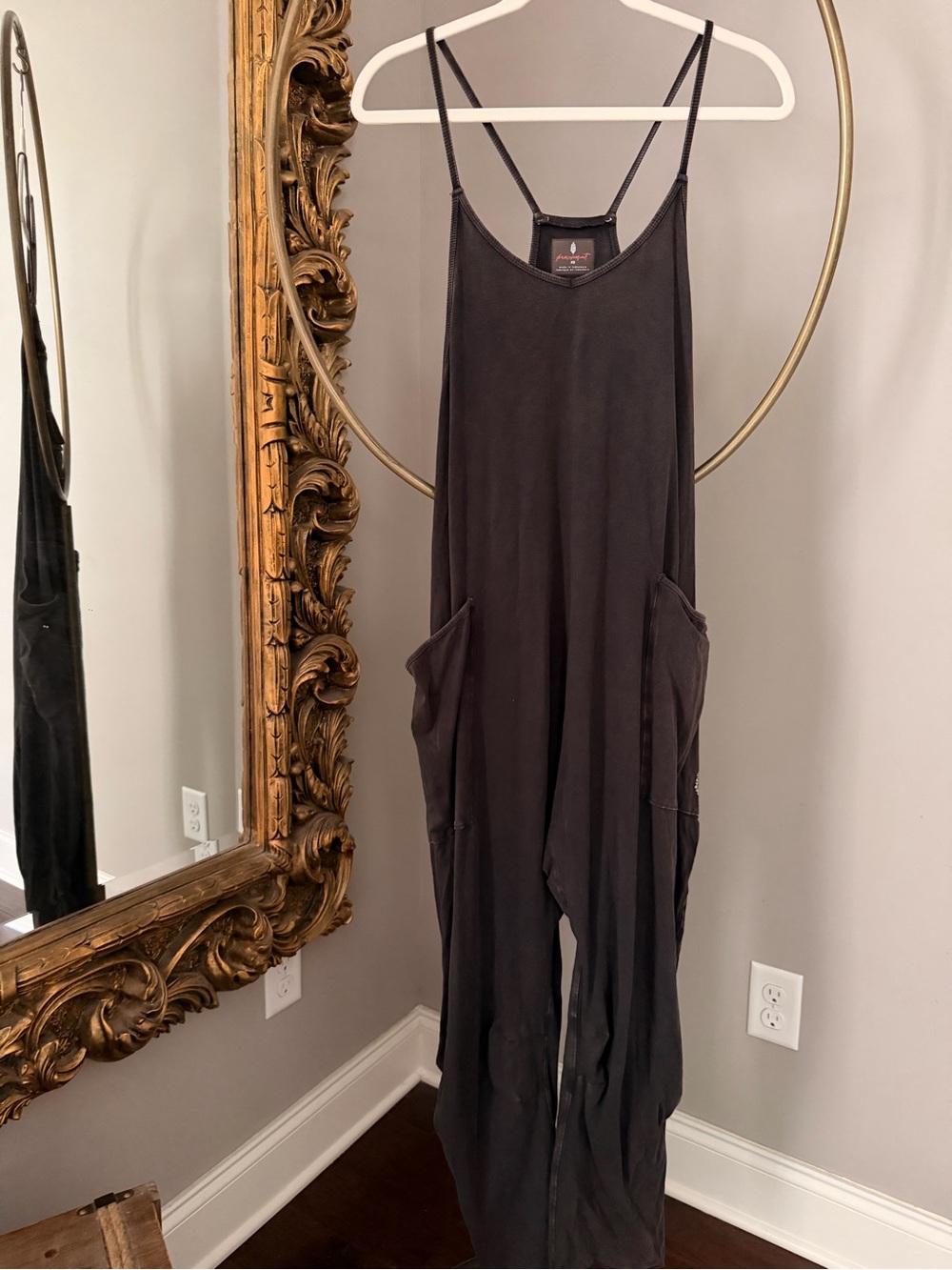 Free People Hot Shot Onesie in Washed Black - XS
